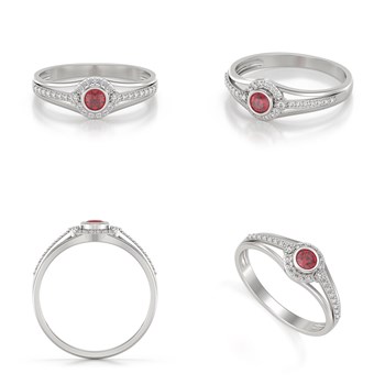 Bague ADEN Or 585 Blanc Rubis et diamants 2.118grs