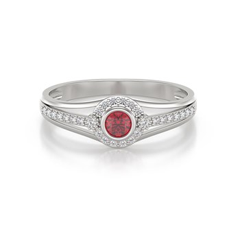 Bague ADEN Or 585 Blanc Rubis et diamants 2.118grs