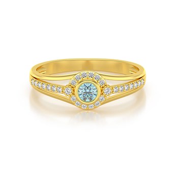 Bague ADEN Or 585 Jaune Aigue-Marine et diamants 2.118grs