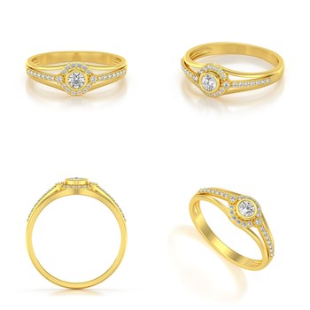 Bague ADEN Or 585 750 Jaune Diamants 2.118grs