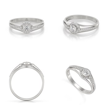 Bague ADEN Or 585 750 Blanc Diamants 2.118grs