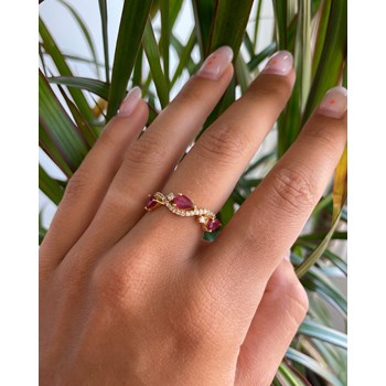 Bague ADEN Or 585 Jaune Rubis et diamants 2.51grs