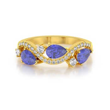 Bague ADEN Or 585 Jaune Tanzanite et diamants 2.51grs