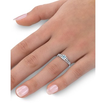 Bague ADEN Aigue-Marine et diamants sur Argent 925 2.295grs