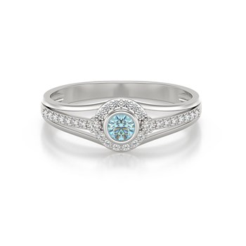 Bague Aigue-Marine et diamants sur Argent 925 2.118grs