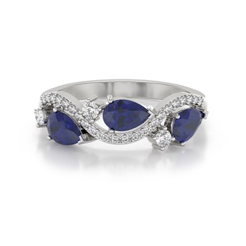 Bague Saphir et diamants sur Argent 925 2.51grs