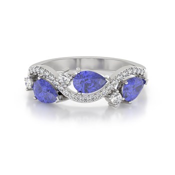 Bague Tanzanite et diamants sur Argent 925 2.51grs