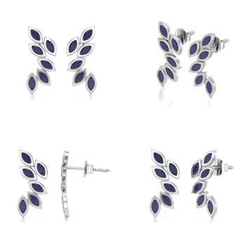 Boucles d'oreilles ADEN Or 585 Blanc et Saphir 1.71grs