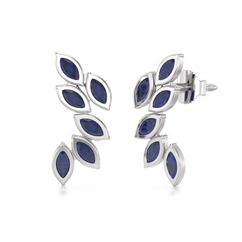 Boucles d'oreilles ADEN Or 585 Blanc et Saphir 1.71grs