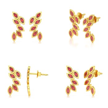 Boucles d'oreilles ADEN Or 585 Jaune et Rubis 1.71grs
