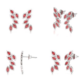 Boucles d'oreilles ADEN Or 585 Blanc et Rubis 1.71grs