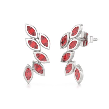 Boucles d'oreilles ADEN Or 585 Blanc et Rubis 1.71grs