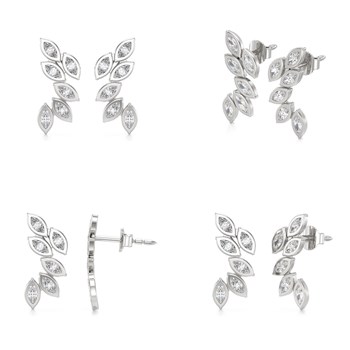 Boucles d'oreilles ADEN Or 585 Blanc Diamant 1.71grs