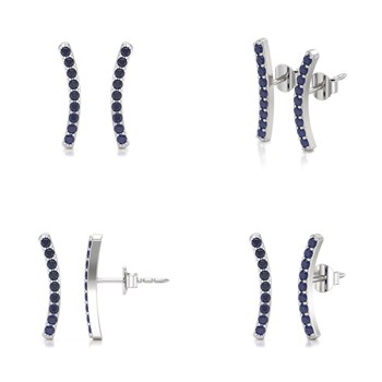 Boucles d'oreilles ADEN Or 585 Blanc et Saphir 1.292grs