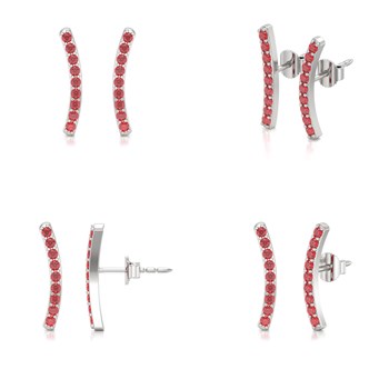 Boucles d'oreilles ADEN Or 585 Blanc et Rubis 1.292grs
