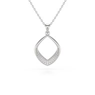 Collier Pendentif en Or Blanc 585 et Diamants - Création Épurée Aden Bijoux