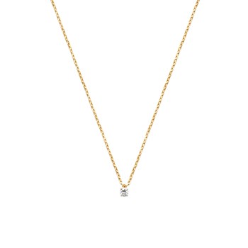 Collier Brillaxis plaqué or solitaire oxyde 3 mm