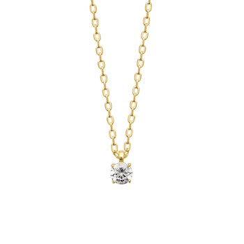 Collier Brillaxis plaqué or solitaire oxyde 4 mm