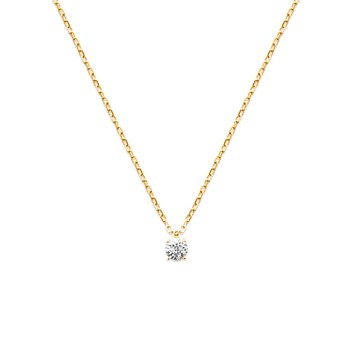 Collier Brillaxis plaqué or solitaire oxyde 4 mm