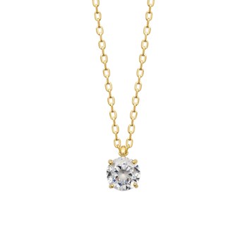 Collier Brillaxis plaqué or solitaire oxyde 6 mm