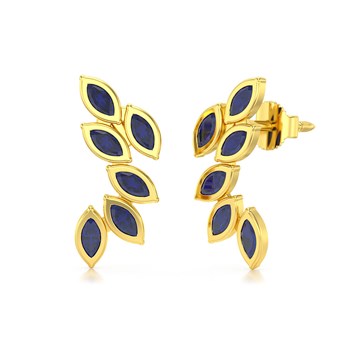 Boucles d'oreilles ADEN Or 585 Jaune et Saphir 1.71grs