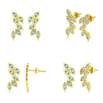 Boucles d'oreilles ADEN Or 585 Jaune et Aigue-Marine 1.71grs