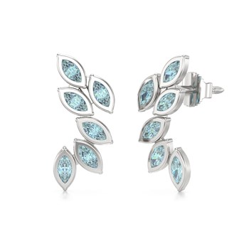 Boucles d'oreilles ADEN Or 585 Blanc et Aigue-Marine 1.71grs