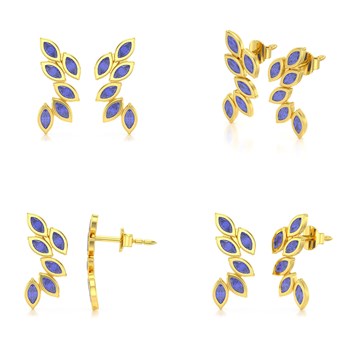 Boucles d'oreilles ADEN Or 585 Jaune et Tanzanite 1.71grs