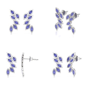 Boucles d'oreilles ADEN Or 585 Blanc et Tanzanite 1.71grs