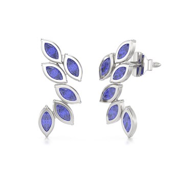 Boucles d'oreilles ADEN Or 585 Blanc et Tanzanite 1.71grs