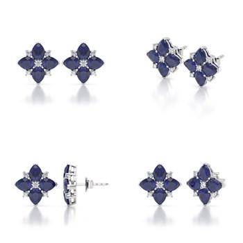 Boucles d'oreilles ADEN Or 585 Blanc Saphir et Diamant 2.100grs