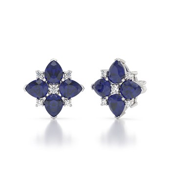 Boucles d'oreilles ADEN Or 585 Blanc Saphir et Diamant 2.100grs