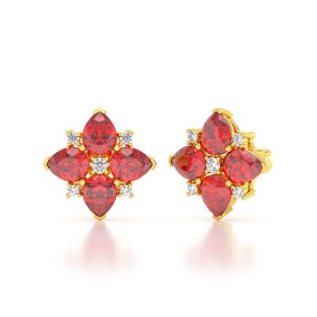 Boucles d'oreilles ADEN Or 585 Jaune Rubis et Diamant 2.100grs
