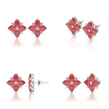 Boucles d'oreilles ADEN Or 585 Blanc Rubis et Diamant 2.100grs