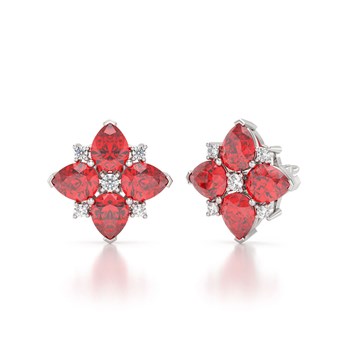 Boucles d'oreilles ADEN Or 585 Blanc Rubis et Diamant 2.100grs
