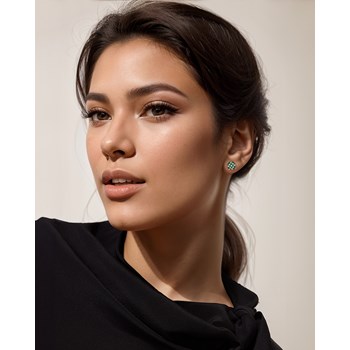 Boucles d'Oreilles en Or Jaune avec Émeraude et Diamant - 2.100gr | Aden Boutique