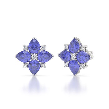 Boucles d'oreilles ADEN Or 585 Blanc Tanzanite et Diamant 2.100grs