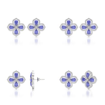 Boucles d'oreilles ADEN Tanzanite et Diamants sur Argent 925 3.55grs