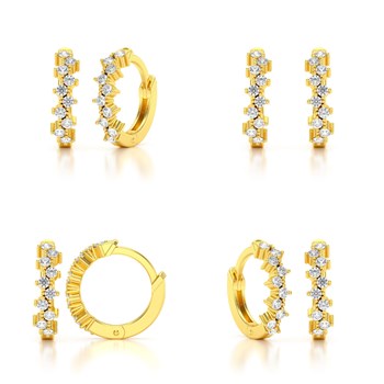 Boucles d'oreilles ADEN Créoles Or 585 Jaune Diamant 1.602grs