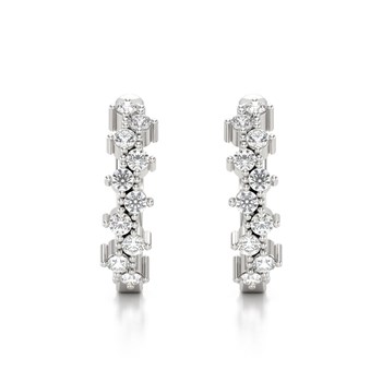 Boucles d'oreilles ADEN Créoles Or 585 Blanc Diamant 1.602grs