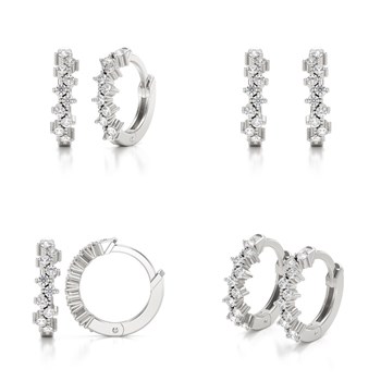 Boucles d'oreilles ADEN Créoles Or 585 Blanc Diamant 1.602grs