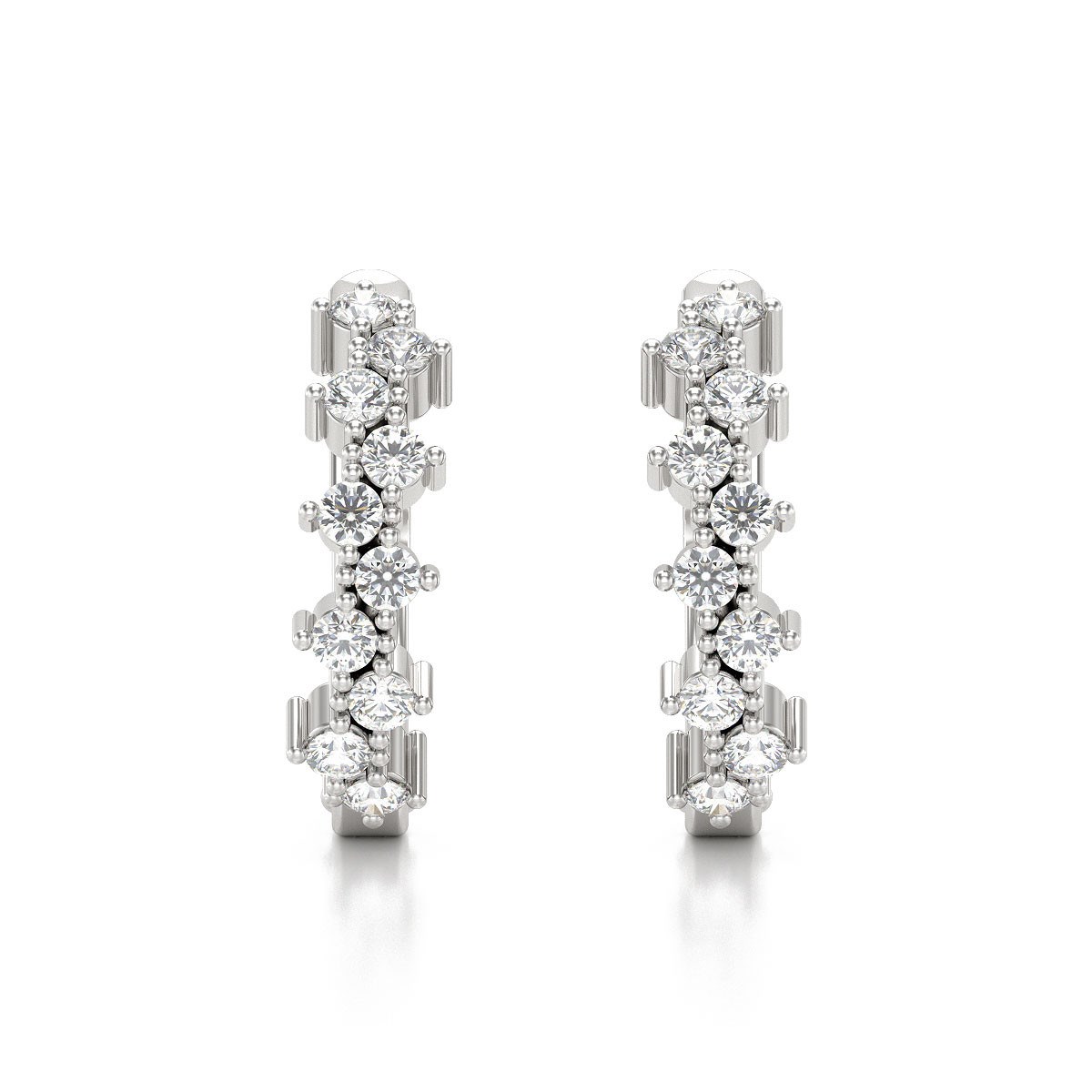 Boucles d'oreilles ADEN Créoles Diamants sur Argent 925 1.602grs - vue 2