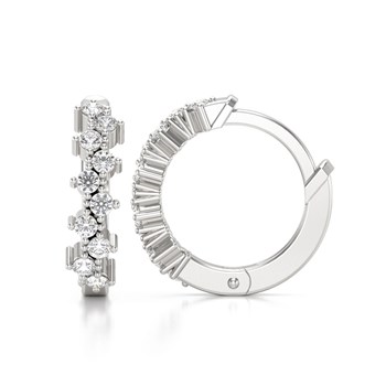 Boucles d'oreilles ADEN Créoles Diamants sur Argent 925 1.602grs