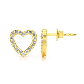 Boucles d'oreilles ADEN Coeur Or 585 Jaune Diamant 1.284grs