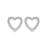 Boucles d'oreilles ADEN Coeur Or 585 Blanc Diamant 1.284grs