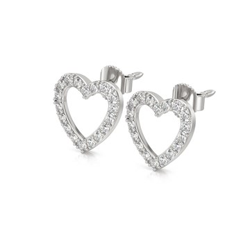 Boucles d'oreilles ADEN Coeur Diamants sur Argent 925 1.284grs