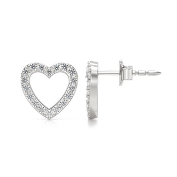 Boucles d'oreilles ADEN Coeur Diamants sur Argent 925 1.284grs