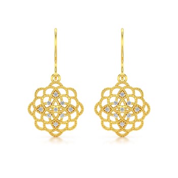 Boucles d'oreille ADEN Or 585 Jaune Diamant 4.646grs