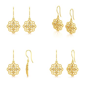 Boucles d'oreille ADEN Or 585 Jaune Diamant 4.646grs