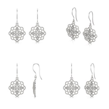 Boucles d'oreille ADEN Or 585 Blanc Diamant 4.646grs